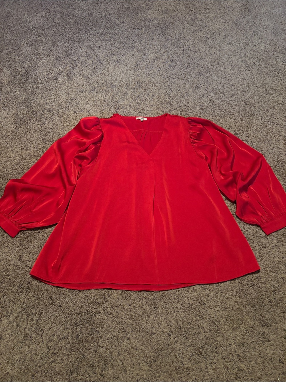 NWOT Jodifl Red V-Neck Puff Sleeve Women's Dress Blouse Top M L